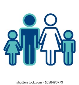 family parents with childrens together pictogram