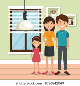family parents in house place scene