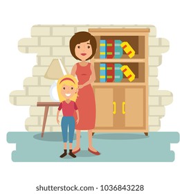 family parents in house place scene