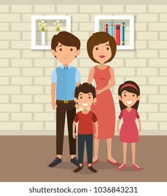 family parents in house place scene