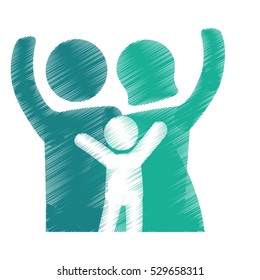 family of parents and kid over white background. colorful and sketch design. vector illustration