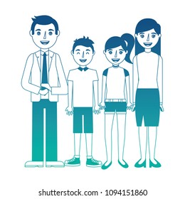 family parents with son and daughter isolated icon
