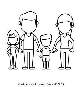 family parents son daughter thin line