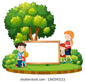Family at the park banner illustration