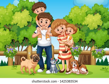 A family at the park illustration