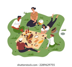 Family in park on picnic, vacation or weekend