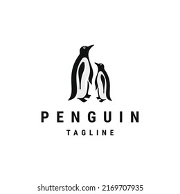 Family penguin logo icon design template flat vector