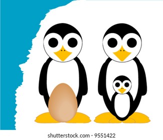 Family penguin sitting on an iceberg