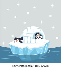 sueño de pingüino familiar en casa de hielo de Igloo