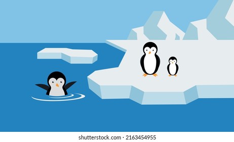 Family of penguins on an ice floe