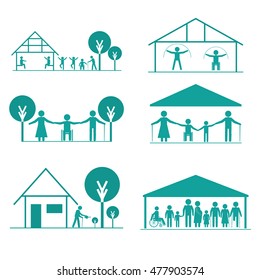 Family and people activity in house - family vector set for info graphics.