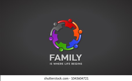 Family People Going Together Reunion. Vector Design