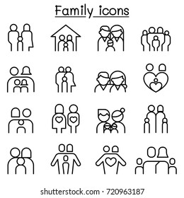 Family & People icon set in thin line style