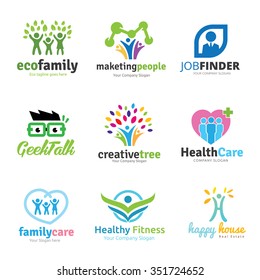 Family and people logo set for vector logo template