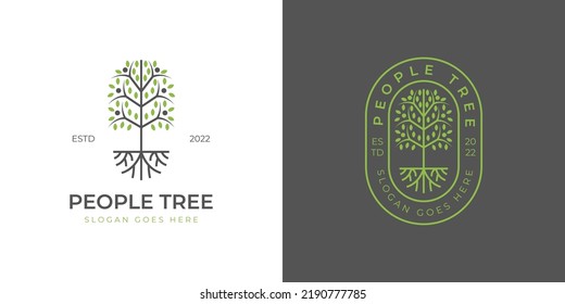 family People Tree Logo symbol, Human Tree Creative Concept Logo Design. vector illustration