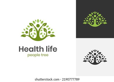 family People Tree Logo symbol, Human Tree Creative Concept Logo Design. vector illustration