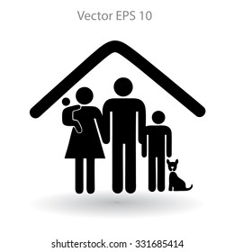 family with a pet vector illustration