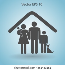 Family With A Pet Vector Illustration