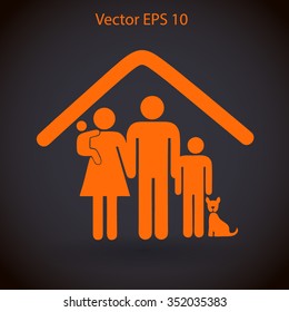 Family With A Pet Vector Illustration