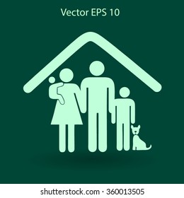 family with a pet vector illustration