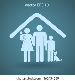 Family With A Pet Vector Illustration