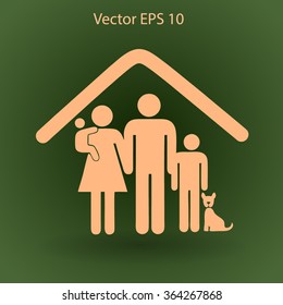 family with a pet vector illustration