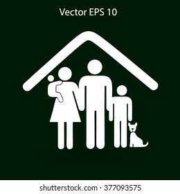 family with a pet vector illustration