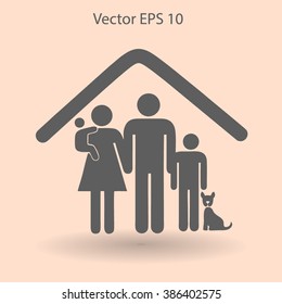 family with a pet vector illustration