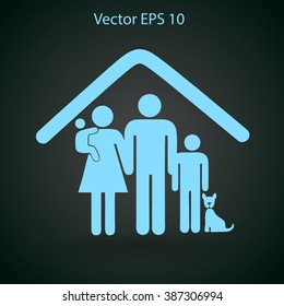 family with a pet vector illustration