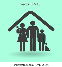 Family With A Pet Vector Illustration