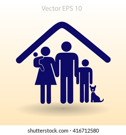 family with a pet vector illustration