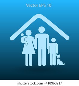 family with a pet vector illustration