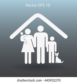 family with a pet vector illustration