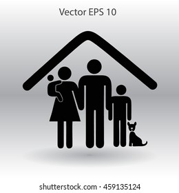 family with a pet vector illustration