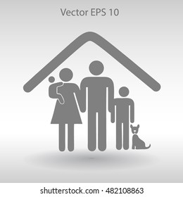 family with a pet vector illustration