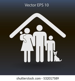 family with a pet vector illustration
