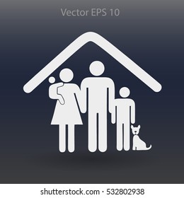 family with a pet vector illustration