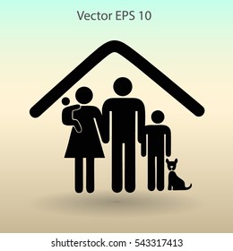 family with a pet vector illustration
