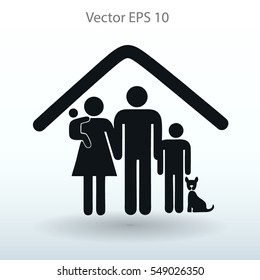 Family With A Pet Vector Illustration