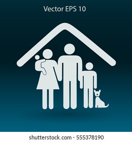 family with a pet vector illustration