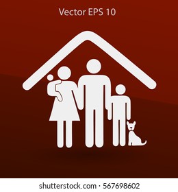 family with a pet vector illustration