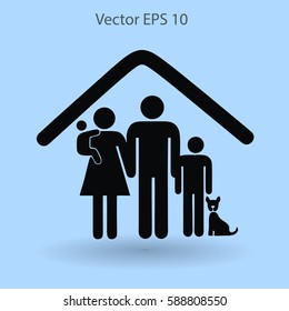 Family With A Pet Vector Illustration