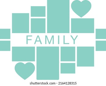 Family Photo Collage, Frames Template For Interior Design Stock Vector 