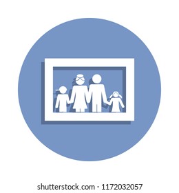 family photo icon in badge style. One of Family collection icon can be used for UI, UX on white background