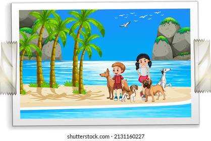 Family photo isolated on white backgound illustration