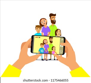 Family photo. Vector illustration in cartoon style.