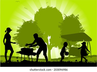 Family picnic in the garden