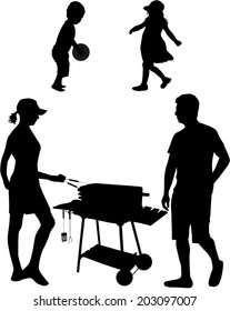 Family picnic in the garden 