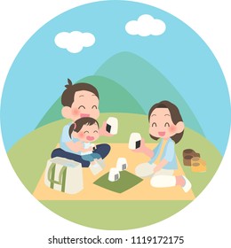 Family picnic at grassland