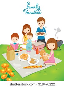 Family Picnic in Public Park, Vacations, Holiday, Eating, Relationship, Togetherness, Lifestyle